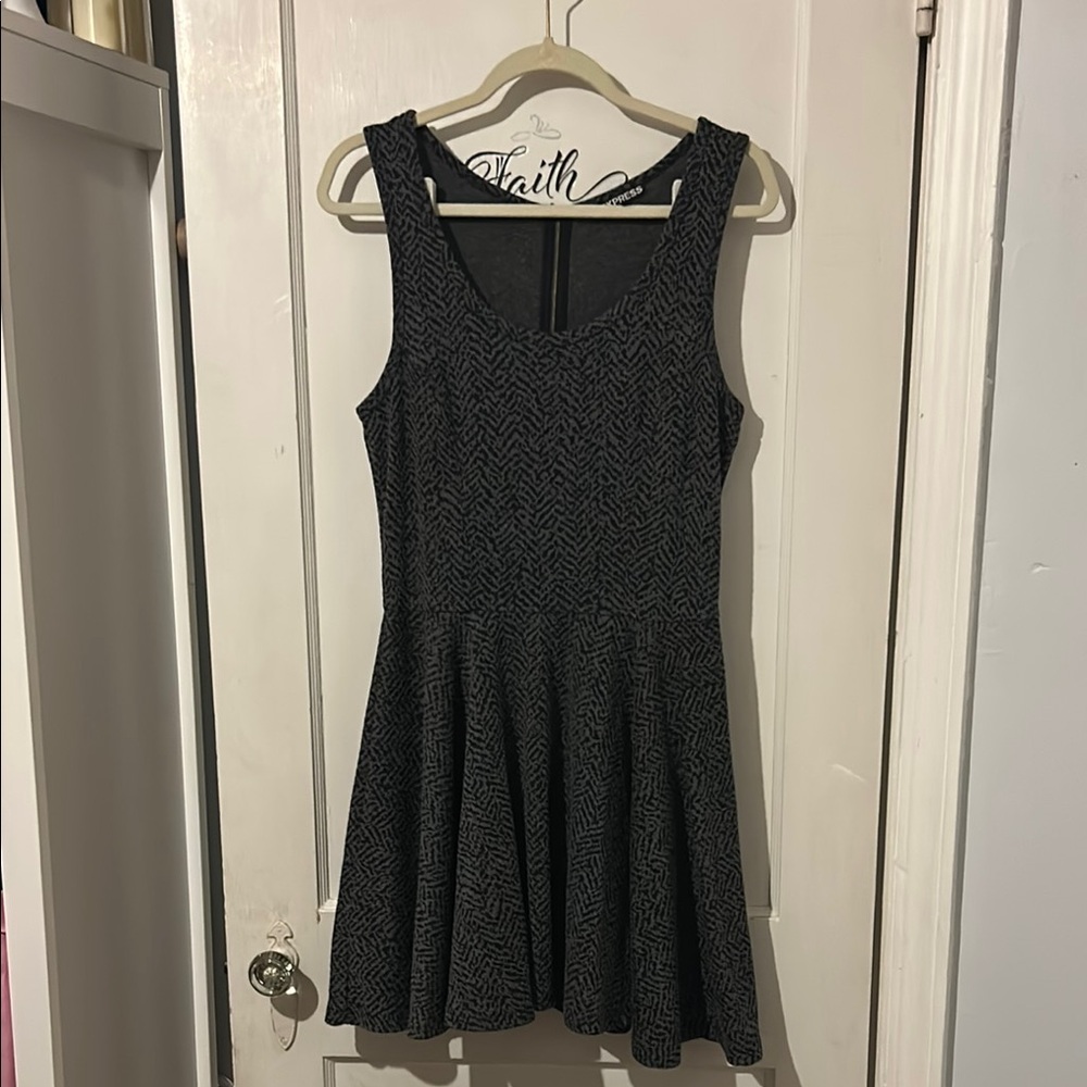 Express Gray Sleeveless Fit and Flare Mini Dress